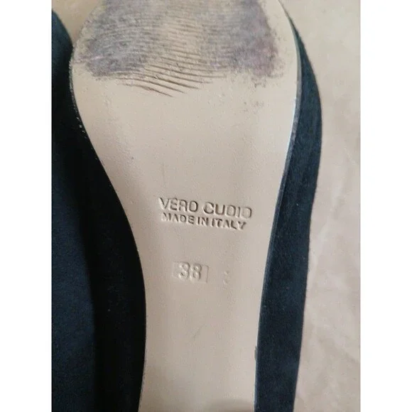 Lavorazione Artigiana Round Toe Heels Womens EU 38 US 7.5 Black Suede Preppy - Picture 9 of 9